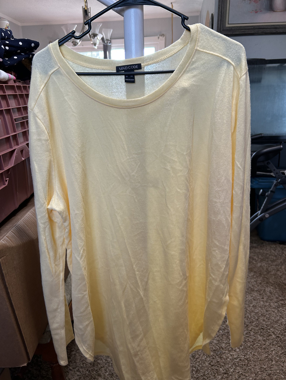 Mind Code Lightweight Yellow Long Sleeve Top Size 3XL